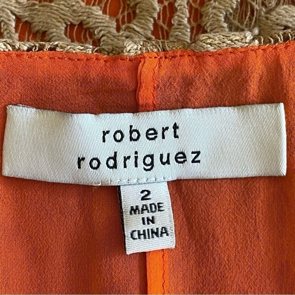 Robert Rodriguez Dress Women's Size 2 Orange Silk Crochet Lace Sleeveless $498 - Picture 7 of 10